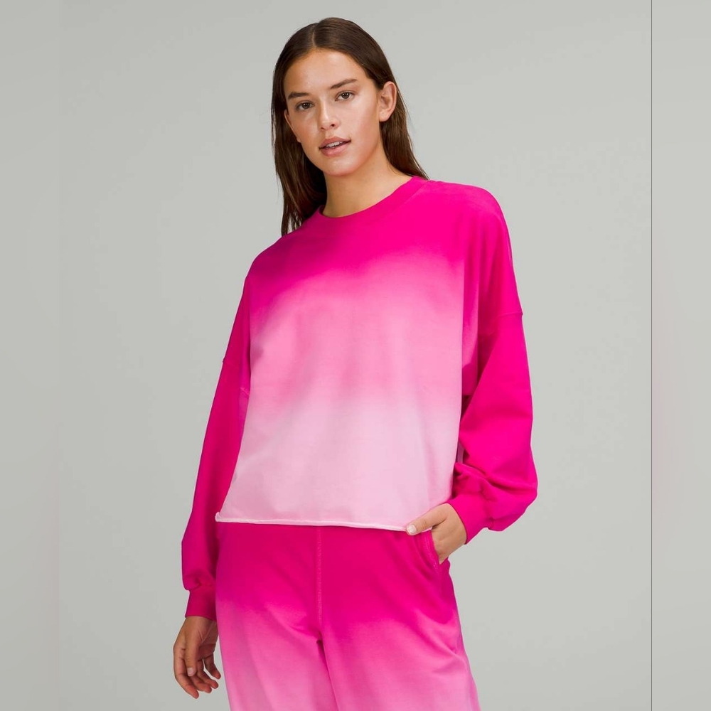 Lululemon LA Oversized Boxy Crew Sonic Pink Ombre Wash